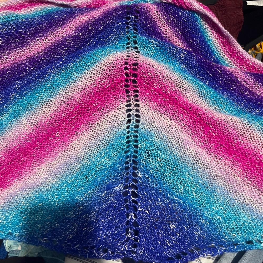 Colorblock Gradient Knit Sweater - Blue, Pink, Purple